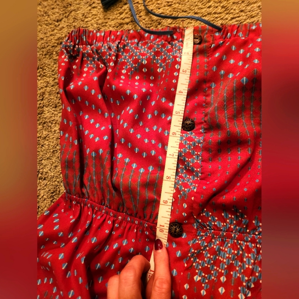 WISH Red Blue Tribal Print Strapless Dress - Picture 8 of 10